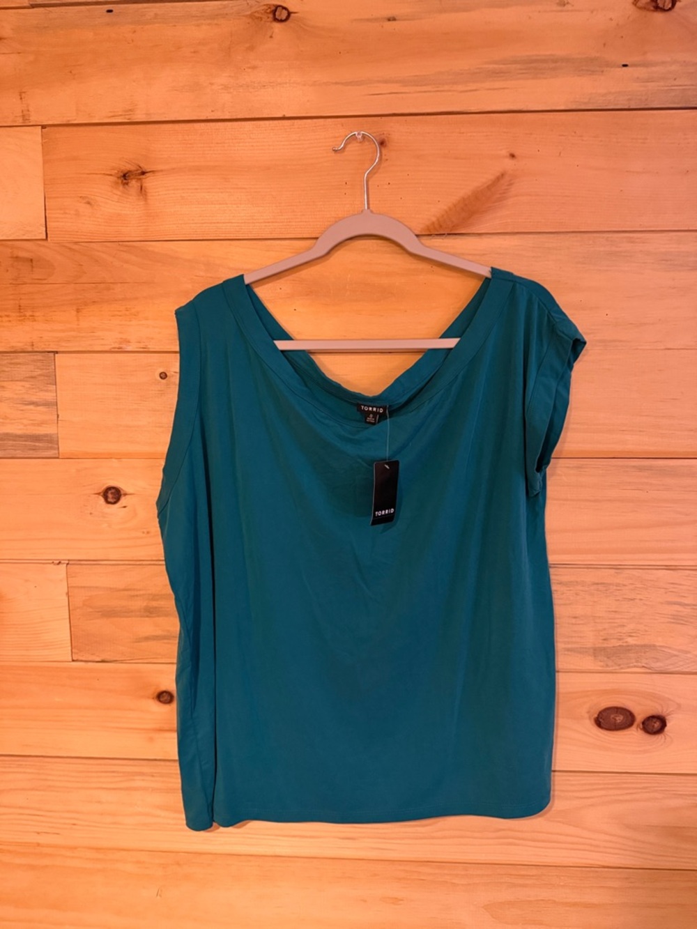 torrid Teal Wide Scoop Neck Tank with Cap Sleeves